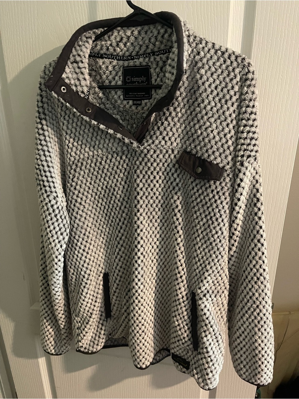 Simply Southern Black and White Knit Zip-Up Pullover Sweater